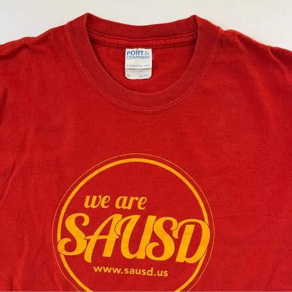 Deadstock red and gold vintage graphic tee “sausd” - Picture 2 of 4